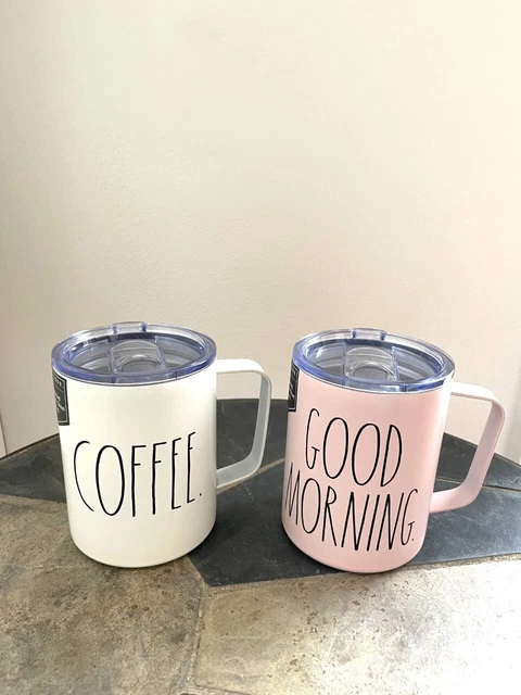 Rae Dunn Insulated Stainless Steel Mugs Set of 2 - COFFEE & GOOD MORNING