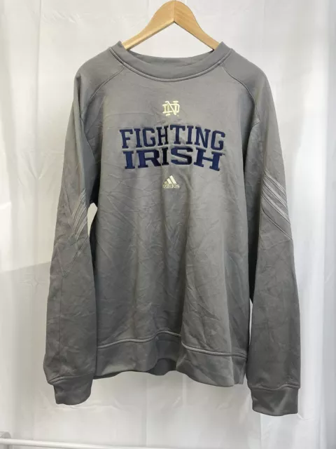 Felpa Adidas Uomo XL Grigia Clima Caldo NCAA Notre Dame Maglione Irlandese Combattimento