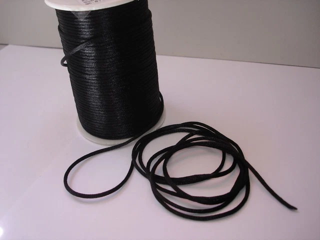 Satinkordel, Kordel Schnur, 2mm, Schwarz, 5 Meter #FM05