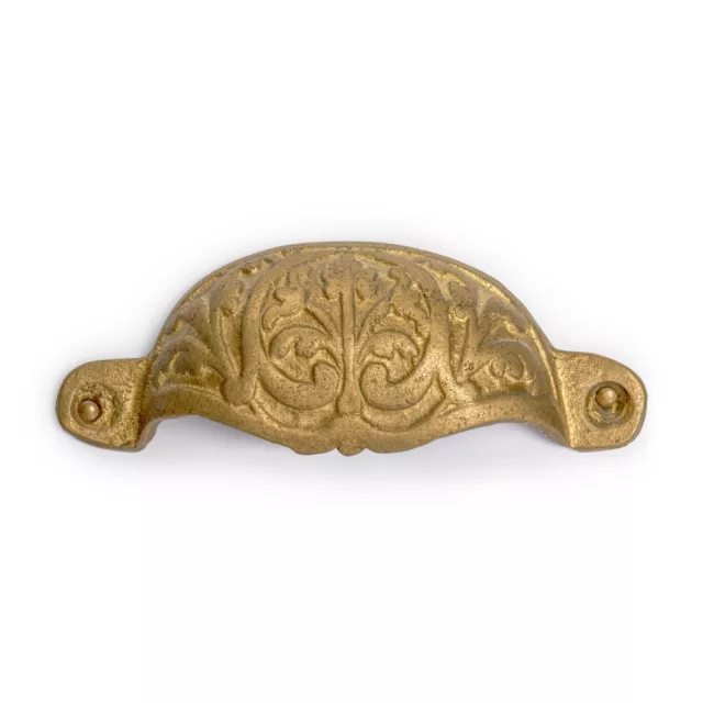 Bamboo Leaf Brass Drawer Handle Hardware Pulls 3.5" - Set of 2