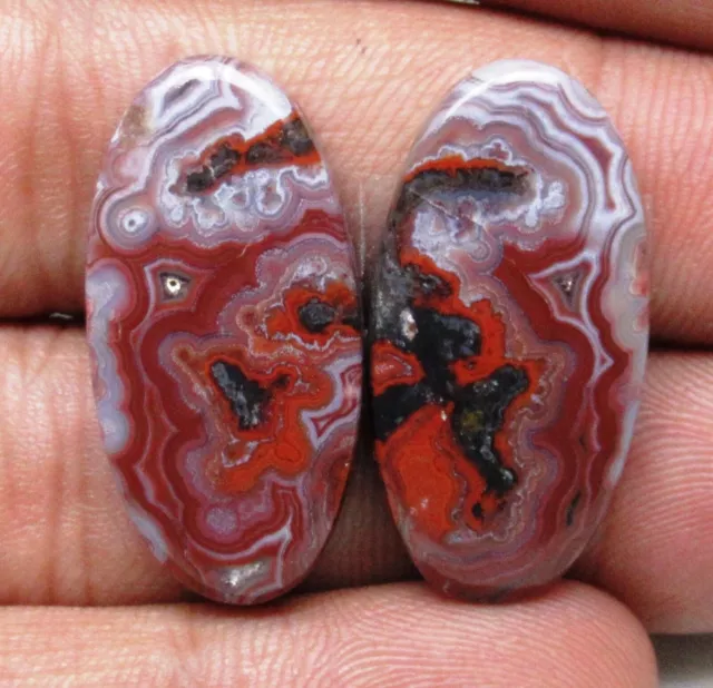 30.70 Cts Natural Crazy Lace Agate Matched Pair Oval Shape Gemstone D 2092