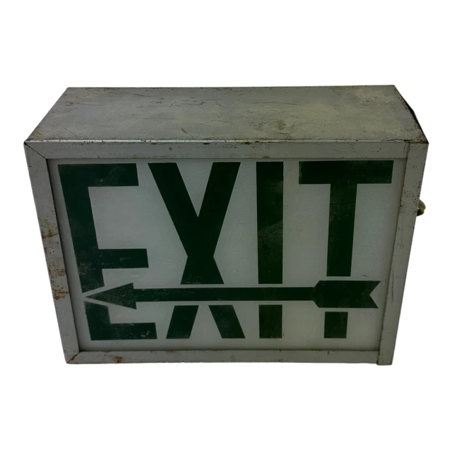 Vintage 1950s Electric EXIT Sign Arrow Pointing Left, Works Great.