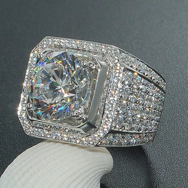 Fashion 925 Silver Rings for Men Cubic Zirconia Wedding Party Jewelry Size 7-13