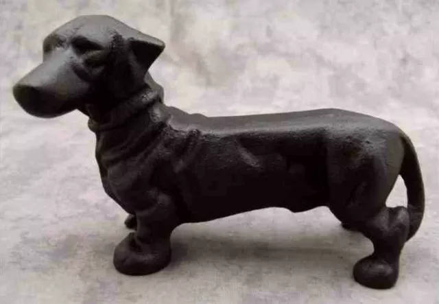 DACHSHUND Cast Iron STATUE DOORSTOP Doxie Weiner Dog Home Garden Decor