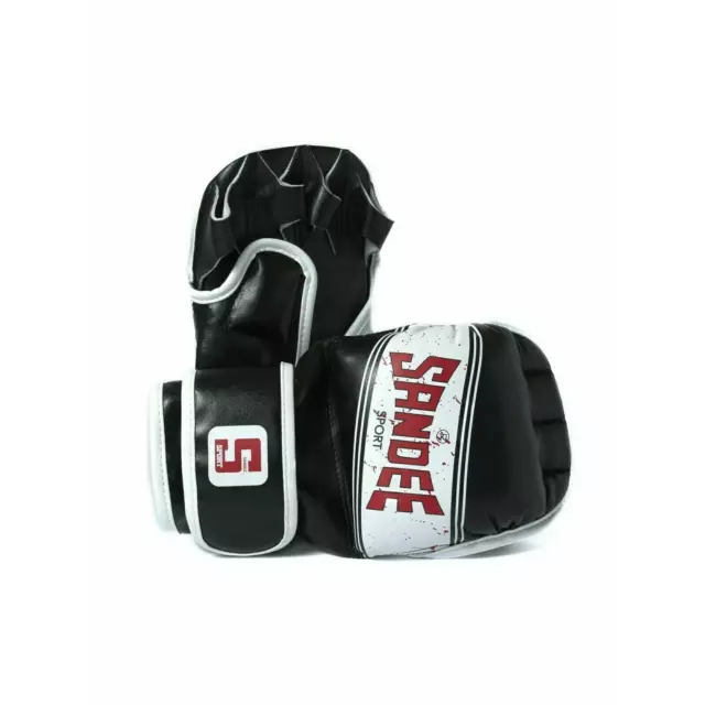 Sandee MMA Gloves Sport Sparring Synthetic Leather Black & White