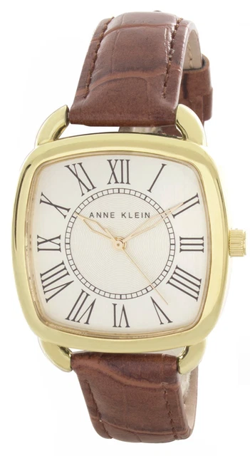 Anne Klein Donna Champagne Quadrante Cinturino IN Pelle Marrone Orologio