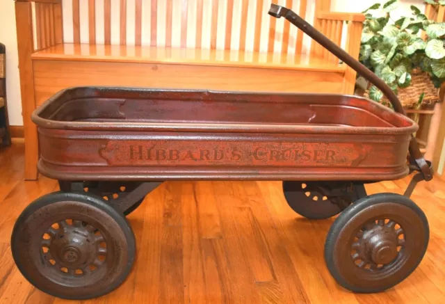 Antique Rare Hibbard's Cruiser Toy Wagon Large w Original Red Paint Cast Iron