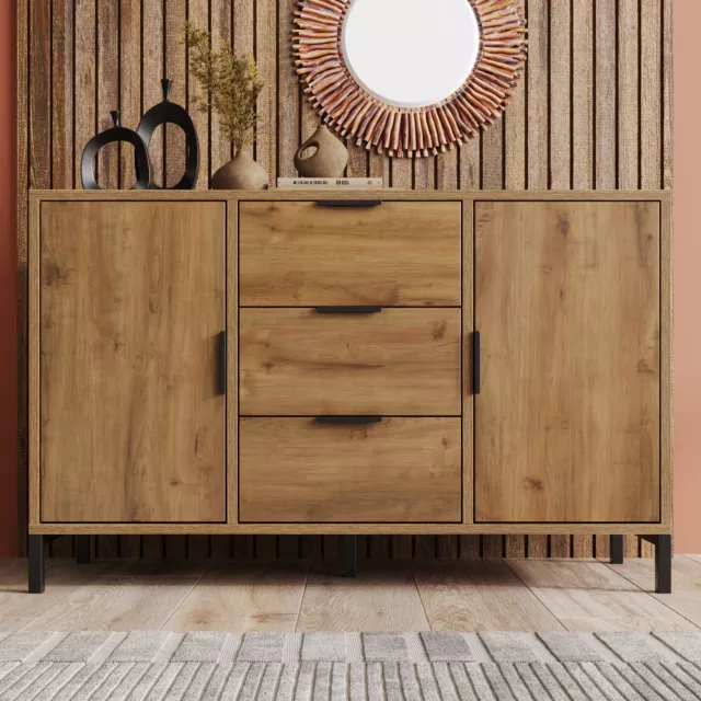 Kommode mit 2 Türen und 3 Schubladen, Sideboard Highboard für alle Wohnräume