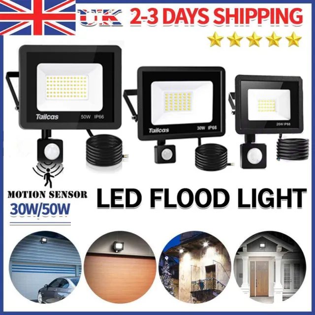 LED Floodlight Motion Sensor 30W/50W Outdoor PIR Flood Light Waterproof Garden