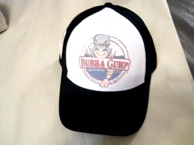 25 Bubba Gump Hat Mens Maui Adjustable Black Ribbed Fabric Shrimp Co Tuck Strap