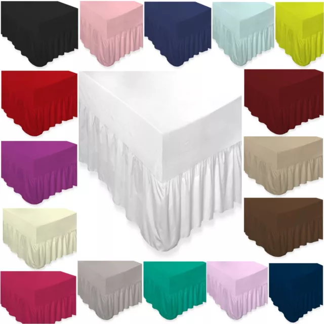 Luxury Plain Dyed Polycotton Fitted Valance Bed Sheets Single Double king S/king 2