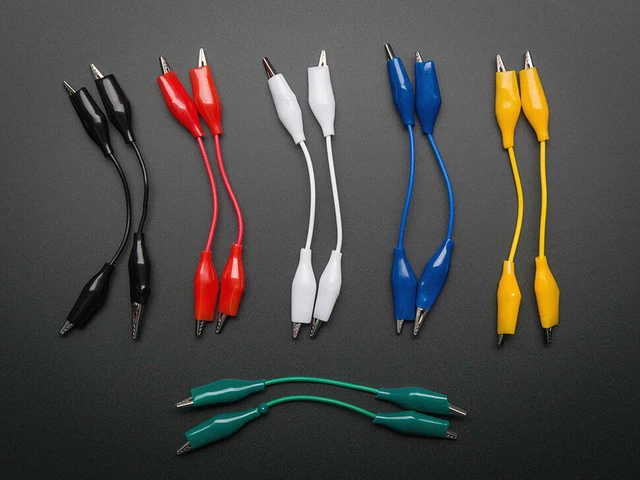 Adafruit Short Wire Alligator Clip Test Lead (Set of 12)