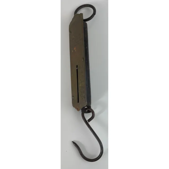 American Improved Spring Balanced Vintage Hanging Scale 25 lbs Brass