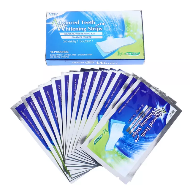 28Pcs/14Pair White Gel Teeth Whitening Strips Oral Hygiene Dental Bleachi7H