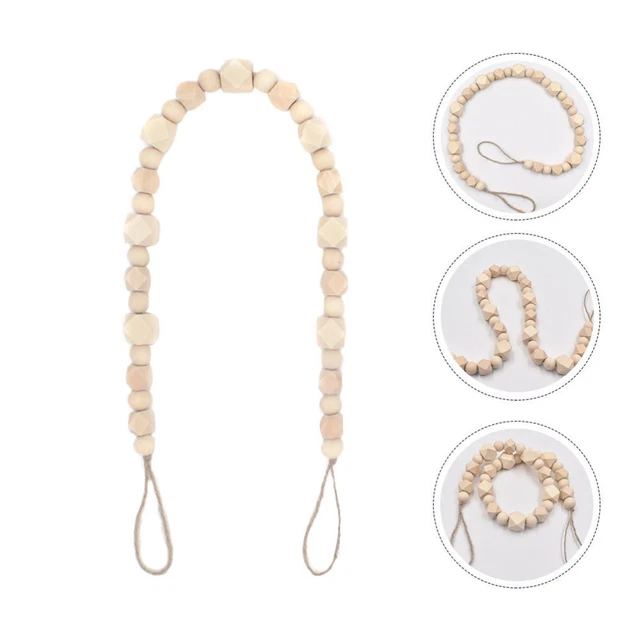 Wooden Beads Curtain Holdback Farmhouse Holder Clip Tiebacks Drapery