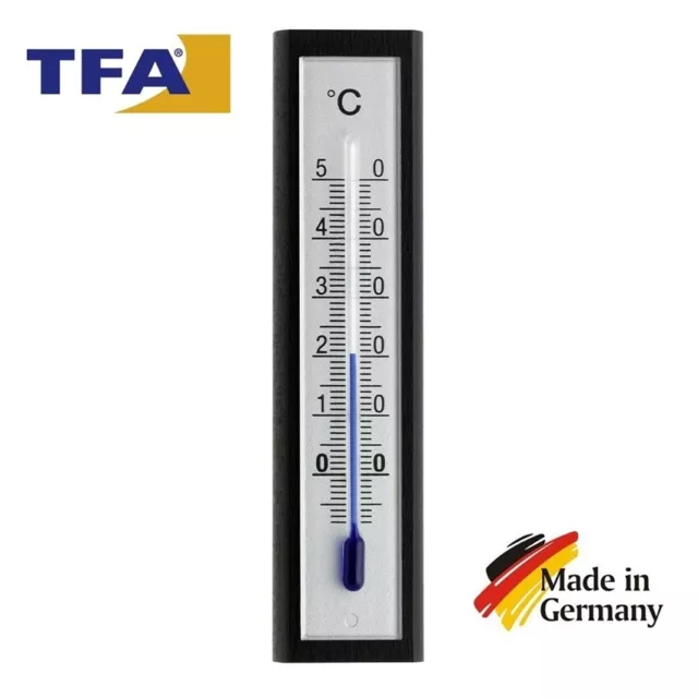 Termometro Per Interni In Faggio Nero E Plastica Misuraz. Da -5°C A + 50°C "Tfa"