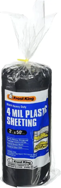 Frost King 350B Polyethylene Sheeting, 3' X 50' X 4 Mil, Black