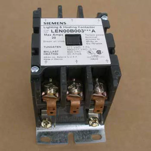 New Siemens LEN00B003600A 20 Amp 600V 3 Pole Lighting Contactor Open