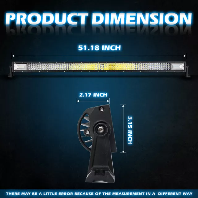 52'' LED Light Bar Combo & 7x6'' 5x7'' LED Headlights for Jeep XJ Toyota Hilux 2