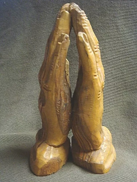 EXQUISITE Hand Carved WOODEN PRAYING HANDS from BETHLEHEM - Great Detail