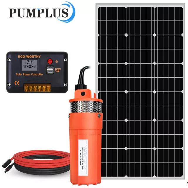 Sumergible De Bomba Cc Con Kit De Panel Solar De 120 W Para Riego Pozo Profundo