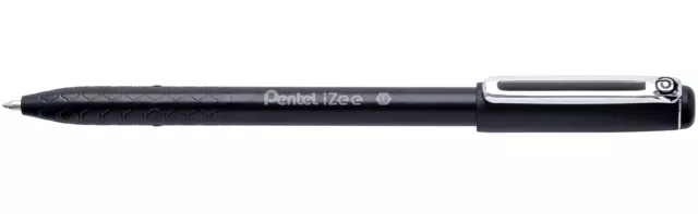 Pentel IZEE Ballpoint Pen Cap-Style 1.0mm Tip (0.5mm Line) Black - Pack 12