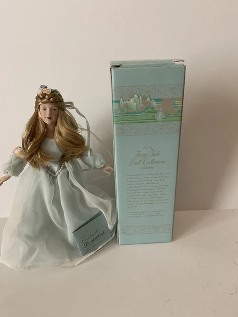 Fairy Tale Collection Cinderella Avon Porcelain Doll & Stand 1984 9 1/4" 5