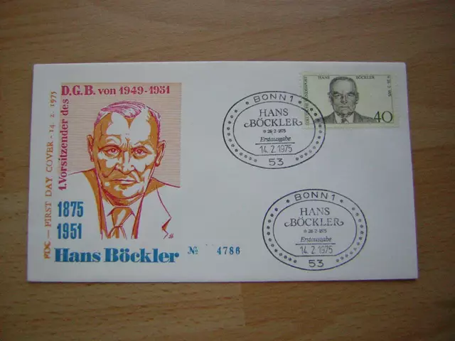 Ersttagsbrief / FDC, BRD 14.02.1975   Hans Böckler   (832)