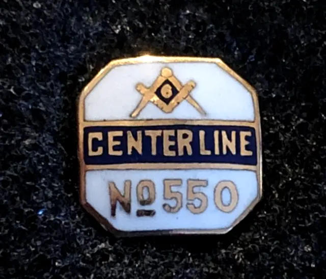 VTG Mason Member Pin Badge: Lodge #550 F&AM Centerline MI; Masonic Collectible