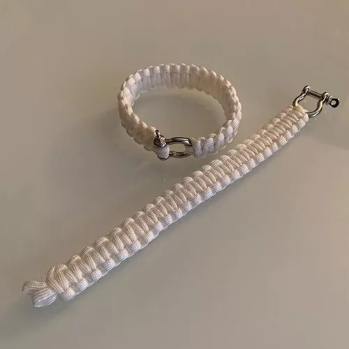 Bracciale Paracord Corda Militare Bianco chiusura in Acciaio Sopravvivenza Uomo