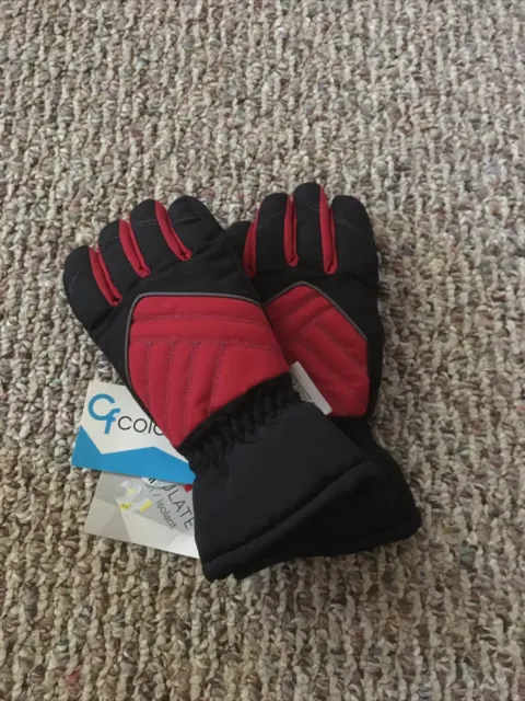 3M Thinsulate Kids Black & Red Winter Ski Gloves Size 4/7 Waterproof