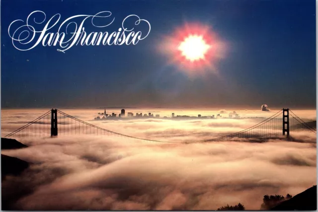 San Francisco Bay Morning Fog California CA City Landscape Chrome Postcard UNP