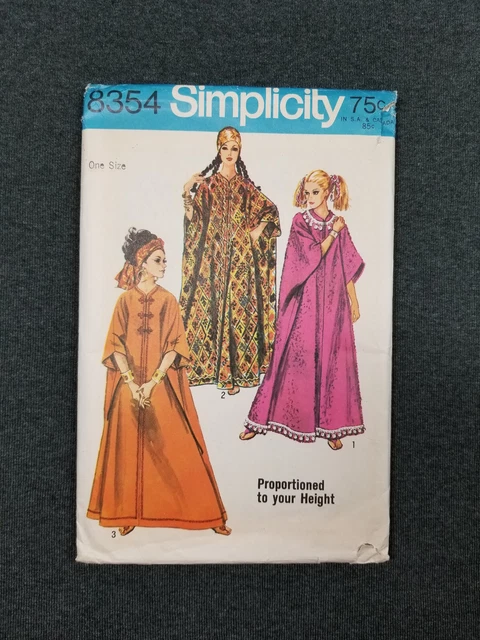 Simplicity Pattern #8354 ~ 60's Caftan / Robe ~ Misses One Size ~ FF/UC
