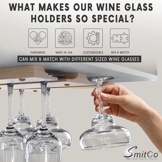 Wine Glass Holder for under Cabinet | under Shelf Kitchen Stemware Rack 3