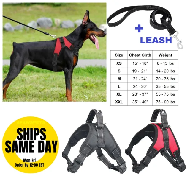 No Pull Adjustable Dog Vest Harness Quality Nylon  PLUS LEASH XS S M L XL XXL