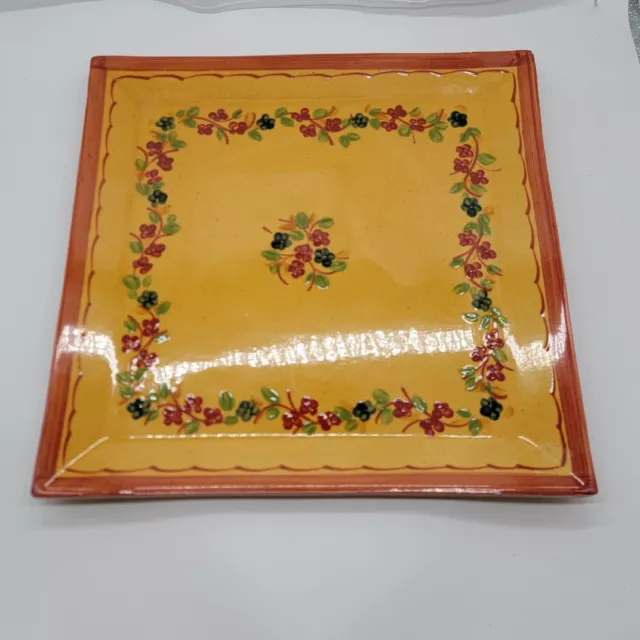 Terre e Provence Souleo Pottery France Square Serving Platter Provençal 14” VTG