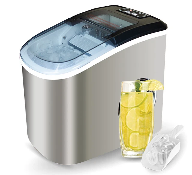 STAINLESS STEEL PORTABLE Ice Maker Compact Countertop Ice Cube Machine
