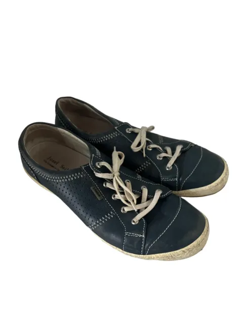 JOSEF SEIBEL Womens Shoes CASPIAN Low Top Blue Leather Sneakers Sz 41 / 10 US
