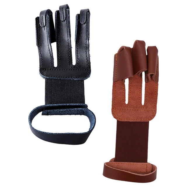 Guanto Protettivo Per Tiro Con L'Arco - In Pelle PU, Regolabile, Per Arcieri Principianti - Nero - Foto 7