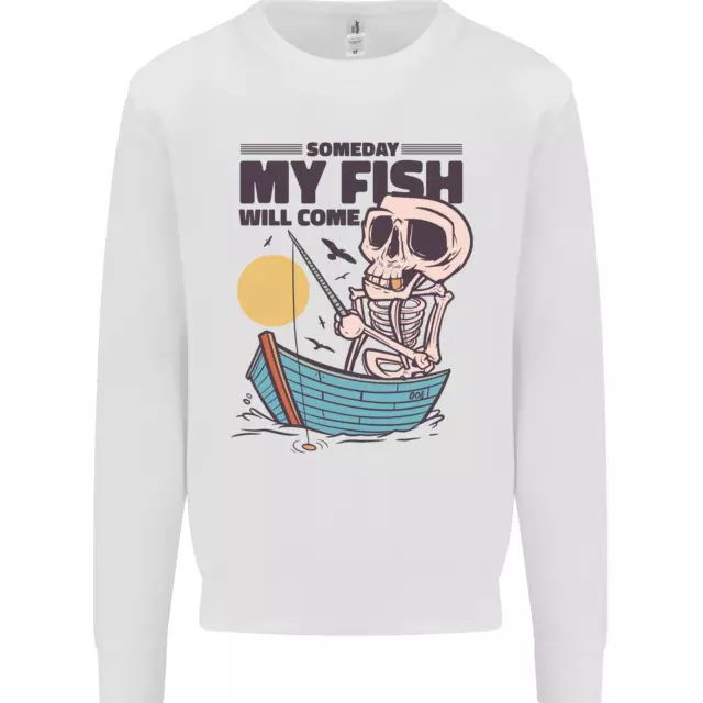 Fishing My Fish Will Come Funny Fisherman Kids Sweatshirt Jumper
