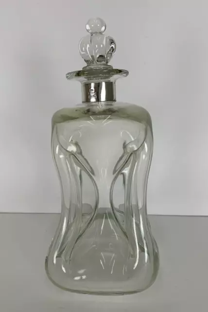 Vtg Rare E. Dragsted Denmark Glass Sterling Banded Decanter Holmegaard Danish