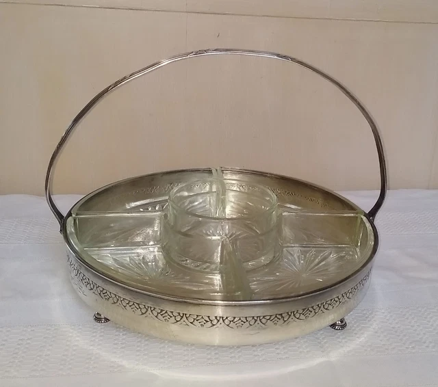 SERVICE APERO ART DECO ? plats aperitif 3 ramequins verre + metal