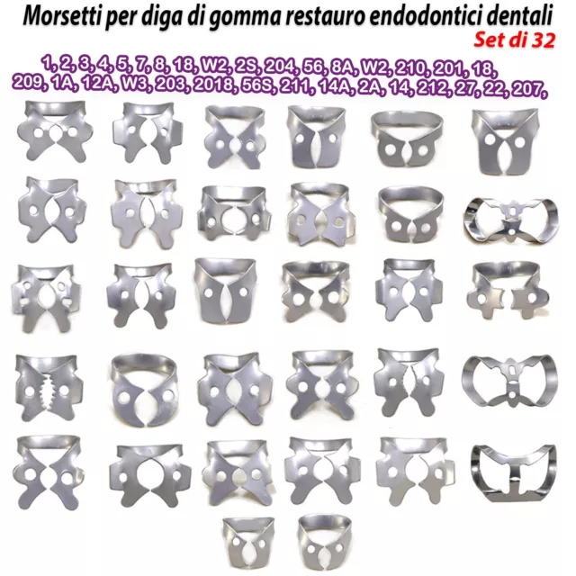 Morsetti per diga di gomma endodontica 32pz Strumenti restauro brinker dentali