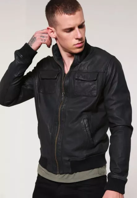 Goosecraft collarless leather jacket hotsell