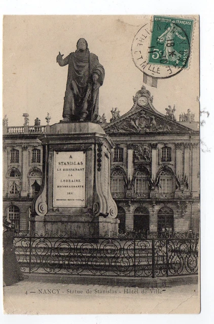 CPA 54 NANCY statue de stanislas hotel de ville