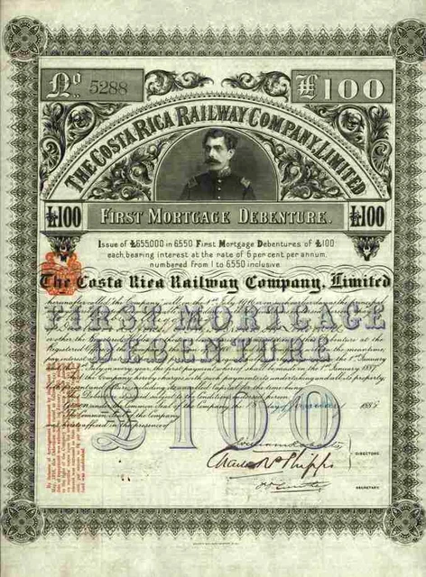 COSTA RICA RAILWAY 1888 Alajuela San José Puerto Limon Cartago First