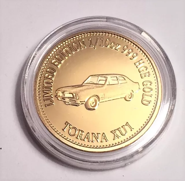 New Torana XU1 Muscle Car Series 2  1/10th oz HGE 999 24k Gold plated car coin 2