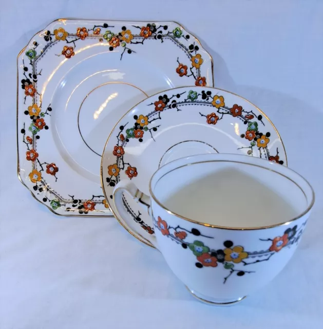 Art Deco Foley China Teacup,Saucer and Sideplate by EB&Co 1930 2