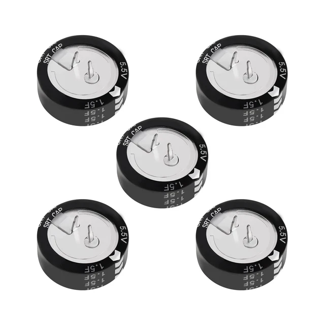 5PCS Super Capacitor 5.5V 1.5F C-Type Button Capacitor High Energy Low Resist...