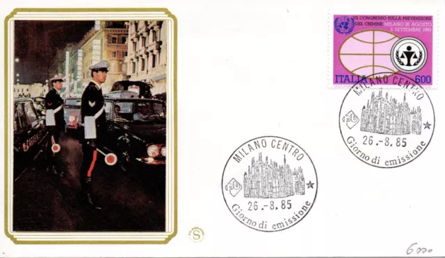 Repubblica Italiana 1985 FDC Filagrano Congresso ONU Prevenzione Crimine